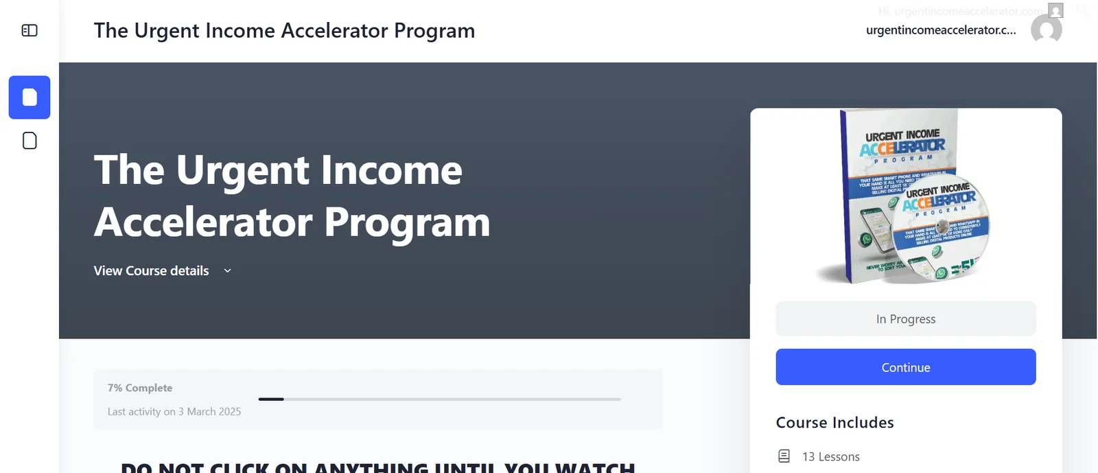 Urgent Income Academy website project preview